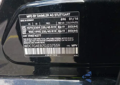 2016 Mercedes-Benz Gla 250 from USA, damaged, VIN WDCTG4EB7GJ237559